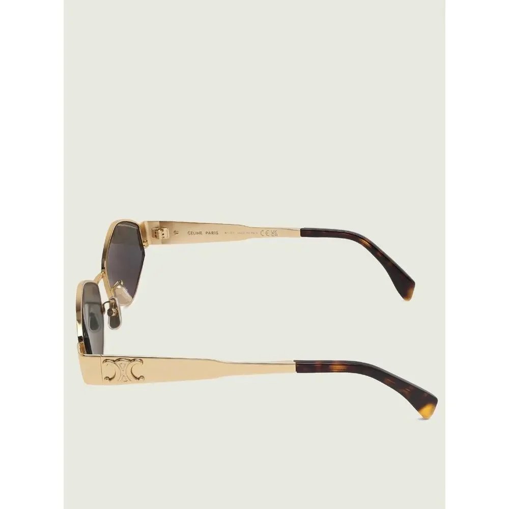 New Celine CL40254U 30N Sunglasses Gold Frame Geometric Shape Authentic